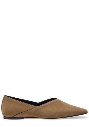 Toteme Panelled Suede Flats - Olive - 37 (IT37 / UK4)