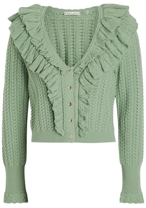 Alice + Olivia Eileen Ruffled Wool Cardigan - Green - XS (UK6 / XS)