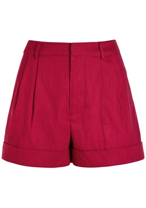 Alice + Olivia Conroy Cuffed Linen-blend Shorts - Dark Red - 4 (UK8 / S)