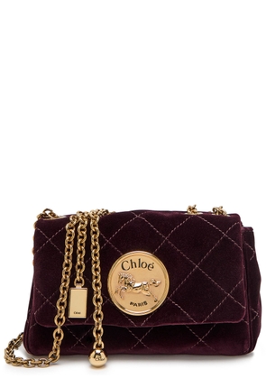 Chloe Heritage Quilted Velvet Shoulder bag - Dark Brown - One Size