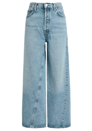 Agolde Low Slung Baggy Distressed Wide-leg Jeans - Blue - 29 (W29 / UK12 / M)