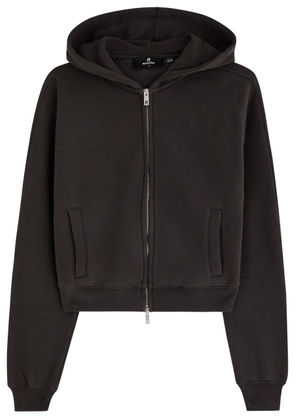 Represent Owners Club Cropped Hooded Cotton Sweatshirt - Chocolate - S (UK8-10 / S)