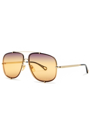 Chloe Aviator-style Sunglasses - Gold - One Size
