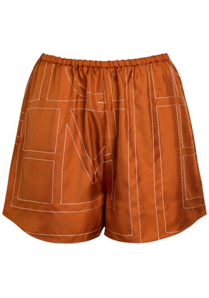 Toteme Logo-embroidered Silk-satin Shorts - Terracotta - 38 (UK10 / S)