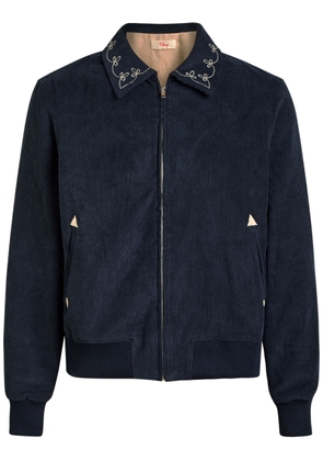 Cherry Los Angeles Charro Embroidered-collar Corduroy Jacket - Navy - S
