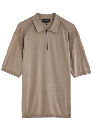 Emporio Armani Half-zip Jersey-knit Polo Shirt - Brown - Xxl