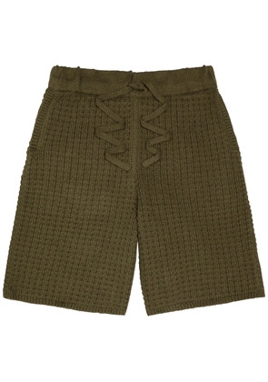 The Elder Statesman Lite Check Ball Cotton-knit Shorts - Dark Green - M