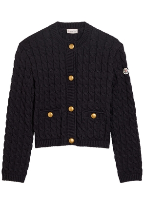 Moncler Cable-knit Cotton-blend Cardigan - Navy - L (UK14 / L)