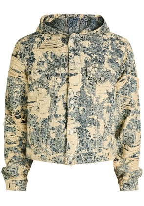 Acne Studios Hooded Distressed Denim Jacket - Mid Blu - S