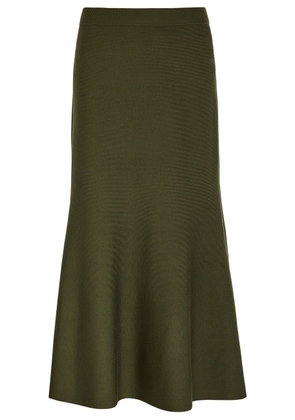 Simkhai Layne Ribbed Merino Wool Midi Skirt - Khaki - XS (UK6 / XS)