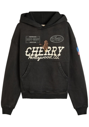 Cherry Los Angeles Hollywood Logo Hooded Cotton Sweatshirt - Black - M
