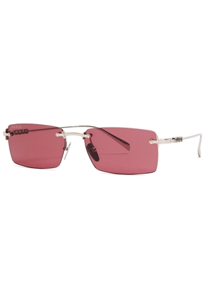 Gucci Rimless Rectangle-frame Sunglasses - Red - One Size