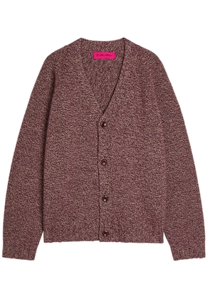Elder Statesman Oak Marl Cashmere Cardigan - Burgundy - L (UK14 / L)