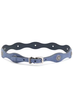 Etro Studded Suede Belt - Blue - 80 (UK10 / S)