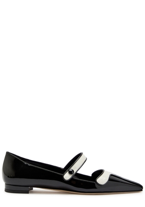 Manolo Blahnik Ganeus Patent Leather Flats - Black And White - 38 (IT38 / UK5)