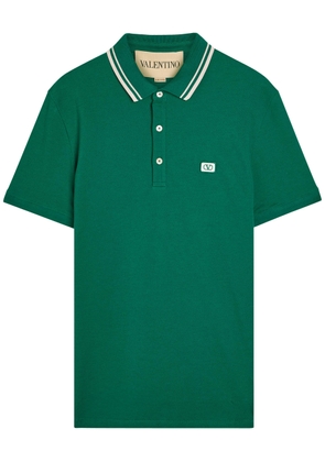 Valentino Garavani Vlogo Piqué Cotton Polo Shirt - Green - M