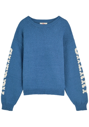 Cherry Los Angeles Logo-intarsia Cotton-knit Jumper - Blue - M