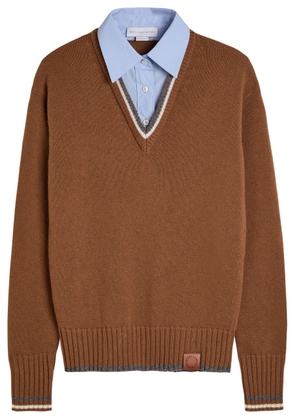 Stella Mccartney Shirt-effect Wool Jumper - Brown - XS (UK6 / XS)
