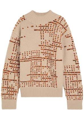 Dries Van Noten Mauritius Patterned Wool-blend Jumper - Beige - S