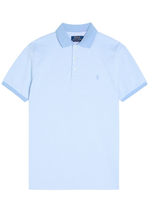 Polo Ralph Lauren Logo-embroidered Houndstooth Cotton Polo Shirt - Light Blue - S