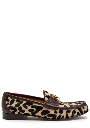 Valentino Garavani Vlogo Leopard-print Calf-hair Loafers - 41 (IT41 / UK8)