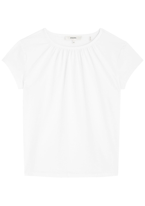 Frame The Gathered Stretch-cotton T-shirt - White - L (UK14 / L)