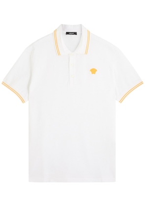 Versace Logo-embroidered Cotton Piqué Polo Shirt - White - L