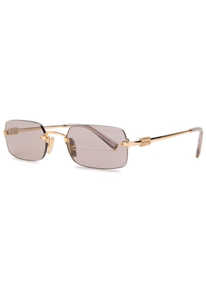 Miu Miu Rimless Rectangle-frame Sunglasses - Pink - One Size