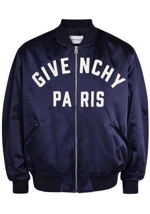 Givenchy Logo-appliquéd Satin Bomber Jacket - Navy - 48 (IT48 / M)