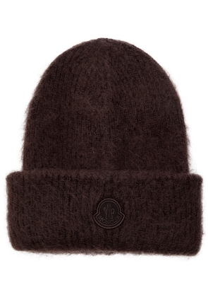 Moncler Logo Mohair-blend Beanie - Brown Dark - One Size