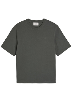 Ami Paris Logo-embossed Cotton T-shirt - Anthracite - M