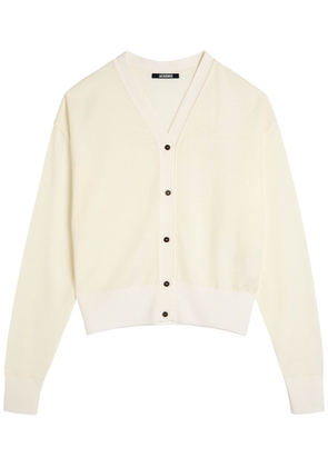 Jacquemus Le Cardigan Brode Logo-embroidered Wool-blend Cardigan - Off White - 36 (UK8 / S)
