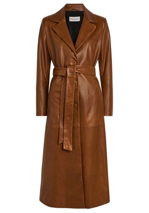 Nour Hammour Scarlett Belted Leather Trench Coat - Brown - 40 (UK12 / M)