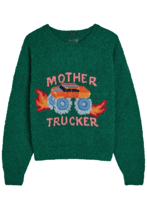Mother The Jumper Embroidered Brushed Bouclé Jumper - Green - S (UK8-10 / S)