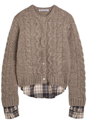 Acne Studios Shirt-effect Wool-blend Cardigan - Light Brown - L (UK14 / L)