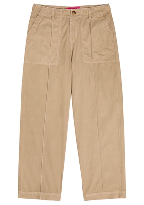 The Elder Statesman Surprise & Delight Embroidered Cotton-poplin Trousers - Khaki - 32 (W32 / M)