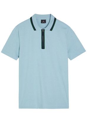 PS Paul Smith Striped-trim Stretch-cotton Polo Shirt - Light Blue - Xxl