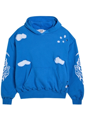 Warren Lotas Serenity Reaper Distressed Detailed Hooded Cotton Sweatshirt - Blue - S