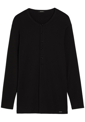 Tom Ford Henley Stretch-cotton top - Black - L