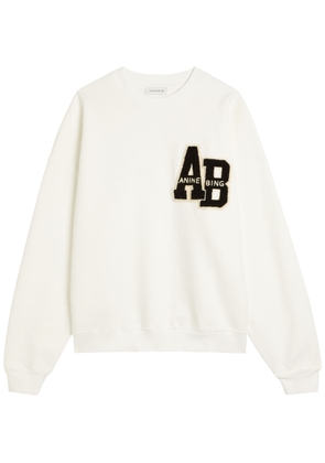 Anine Bing Miles Logo-appliquéd Cotton Sweatshirt - White - S (UK8-10 / S)