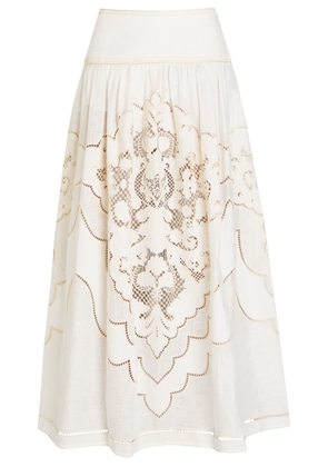 Zimmermann Daylight Embroidered Linen Maxi Skirt - Cream - 4 (UK 16 / XL)