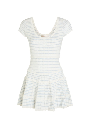 Loveshackfancy Elisavette Striped Pointelle Knit Mini Dress - White And Blue - S (UK8-10 / S)