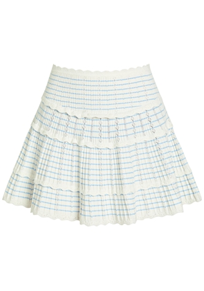 Loveshackfancy Coella Striped Stretch-knit Mini Skirt - White And Blue - S (UK8-10 / S)