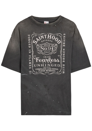 Saint Mxxxxxx Fearless Printed Distressed Cotton T-shirt - Black - Xxl