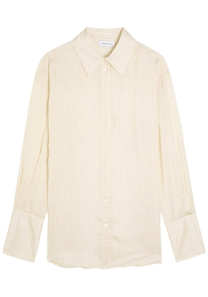 Anine Bing Bridget Pinstriped Satin Shirt - Cream - L (UK14 / L)