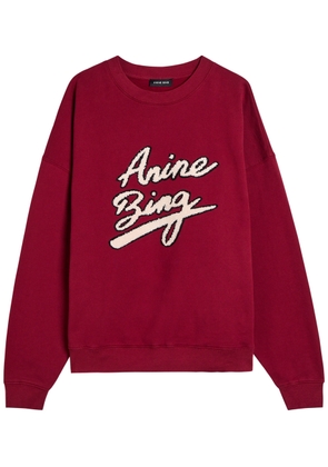 Anine Bing Miles Logo-appliquéd Cotton Sweatshirt - Burgundy - S (UK8-10 / S)