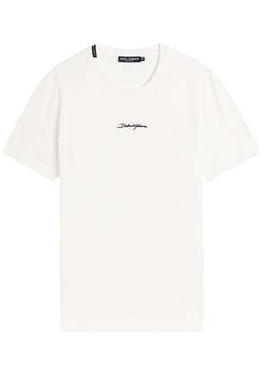 Dolce & Gabbana Embroidered Logo-appliqué Cotton T-shirt - White - 52 (IT52 / XL)