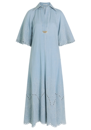 Zimmermann Daylight Embroidered Denim Midi Dress - 0 (UK 8 / S)