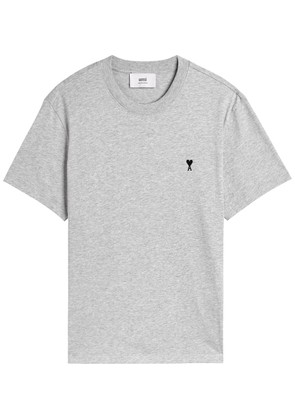 Ami Paris Logo-embroidered Cotton T-shirt - Grey - M