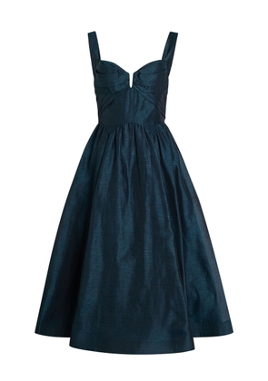 Zimmermann Rebellion Pleated Linen and Silk-blend Midi Dress - Teal - 2 (UK 12 / M)